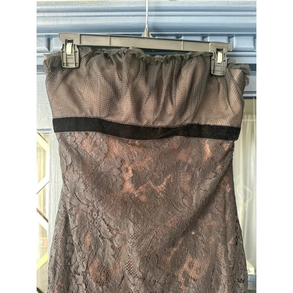 Vintage White by Vera Wang Black lace Strapless Dress Formal, Cocktail - Picture 3 of 9